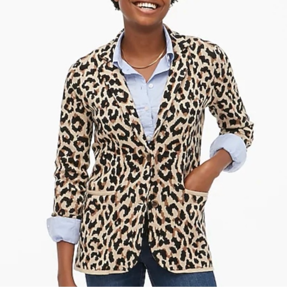 BNWT! JCREW leopard print sweater blazer.